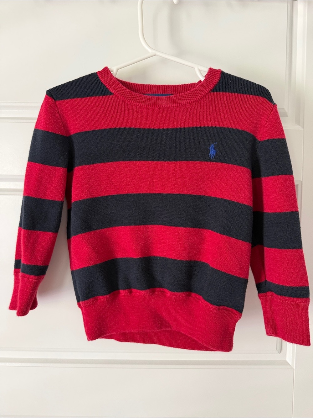 Polo by Ralph Lauren Red & Navy Wide-Stripe Knit Pullover
